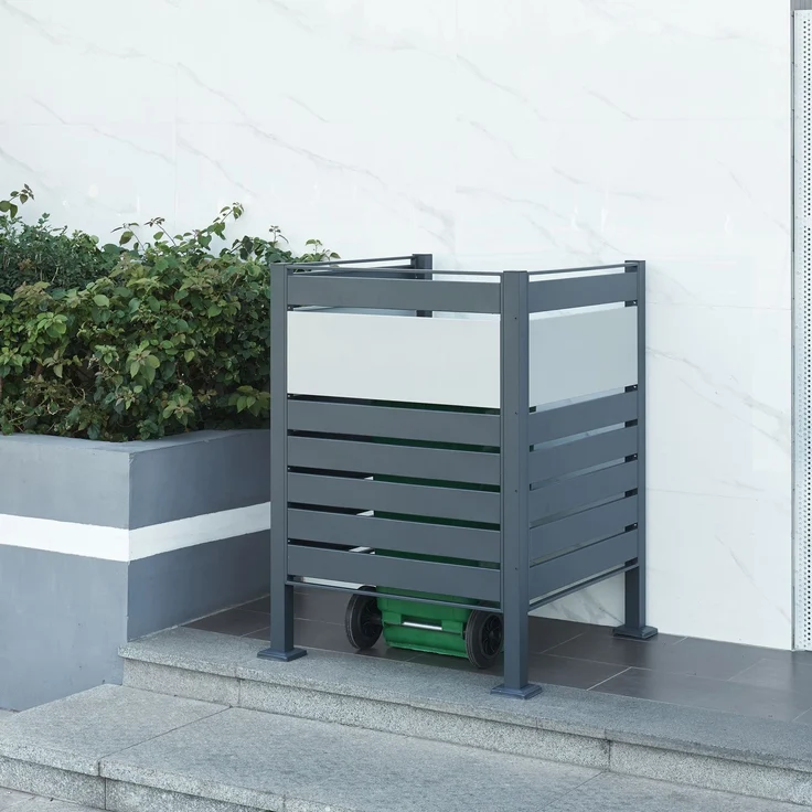 Mülltonnenzaun Uusikaupunki 120x91x91 cm Anthrazit/Silberfarben [en. casa] – Bild 1