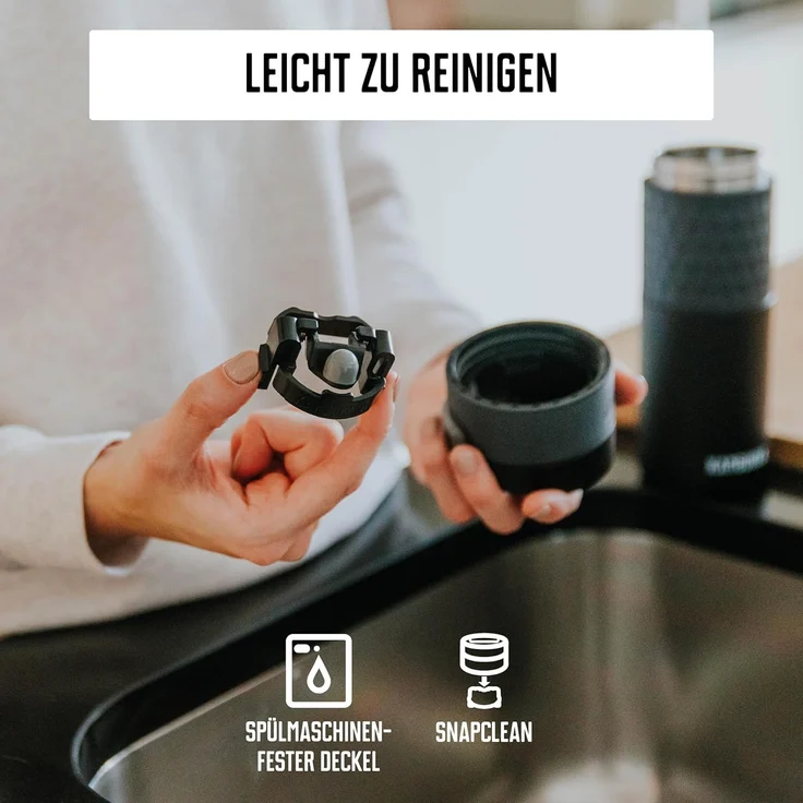 Kambukka Trinkbecher 500 ml Etna Grip Black Steel Edelstahl – Bild 3