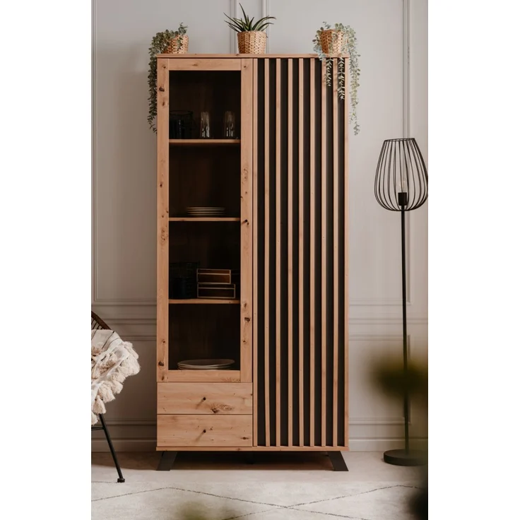 Vitrine Madem in Artisan Eiche und Anthrazit 92 x 199 cm – Bild 6