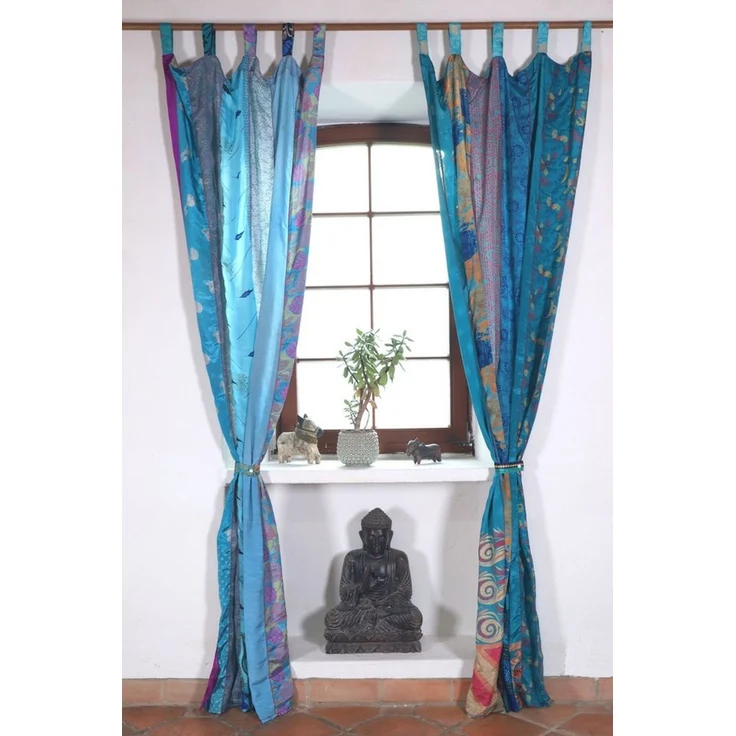 Guru-Shop Vorhang Vorhang 2 Stück seidige upcycling Gardine aus.. – Bild 3