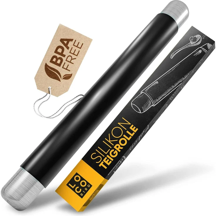 Loco Bird Teigroller aus BPA freiem Silikon Silikon, (Teigrolle mit Antihaftbeschichtung, Nudelholz Silikon ohne Griffe), Backzubehör für Fondant Roller, Pizza, Kuchen, Nudelteig und Mürbeteig