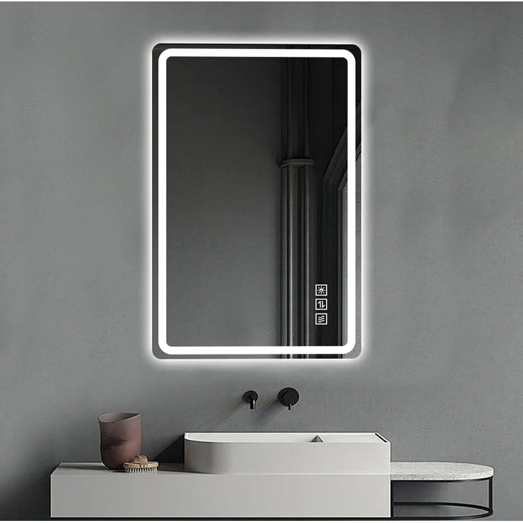 LED-Badezimmerspiegel aus Glas, dimmbar & Anti-Beschlag, 60x100 cm, Silber – Bild 3