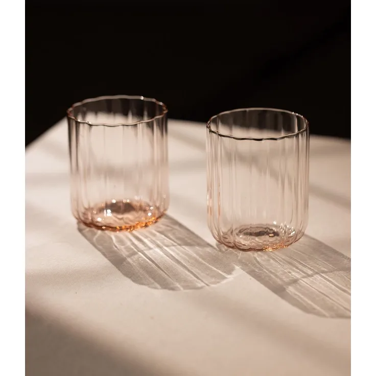 Hermia Concept 'Flower 450 - Salmon' Gläser-Set (2-teilig), Lachs, 8,5 x 8,5 x 10 cm, 450 ml