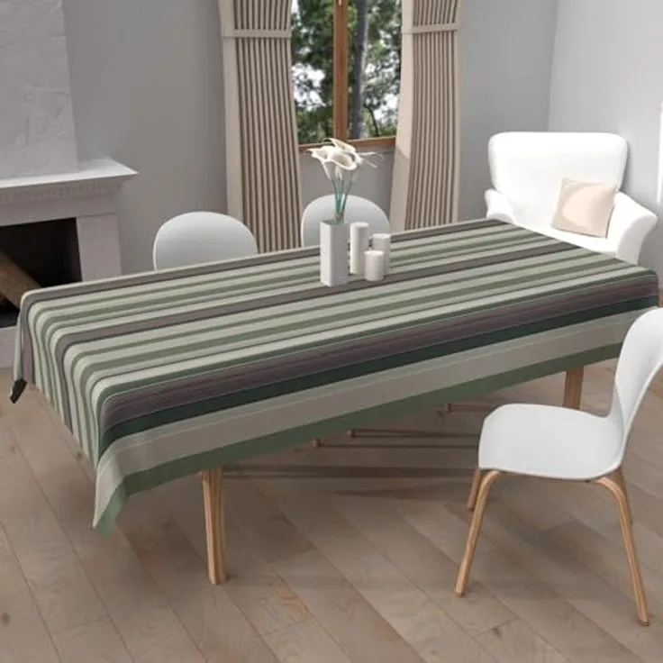 Soleil d'ocre Bayaderes Tischdecke, Bedruckt, schmutzabweisend, rechteckig, 140 x 200 cm, Khaki