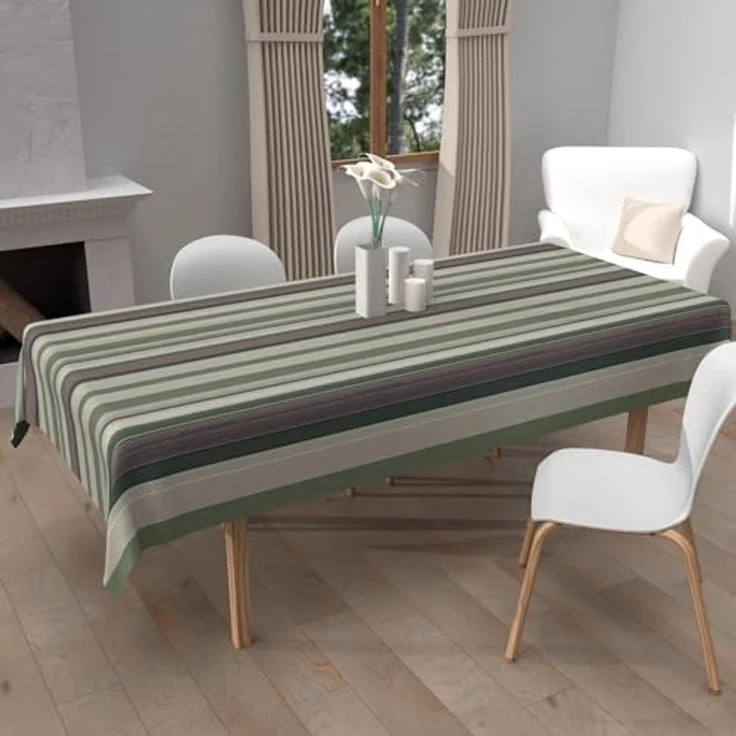 Soleil d'ocre Bayaderes Tischdecke, Bedruckt, schmutzabweisend, rechteckig, 140 x 200 cm, Khaki – Bild 1