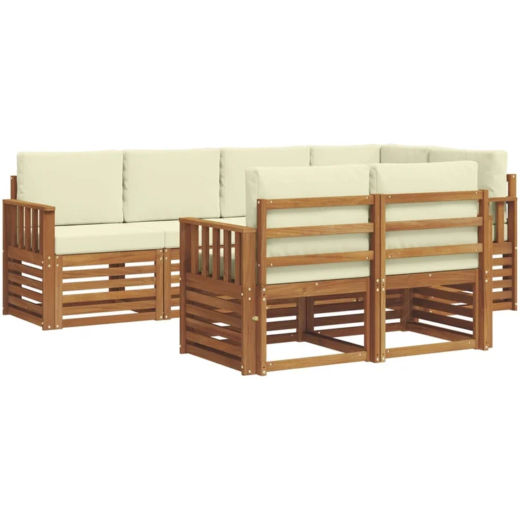 vidaXL Outdoor-Sofagarnitur 7 stk. 7-Sitzer Natur und Creme 3374960 – Bild 2