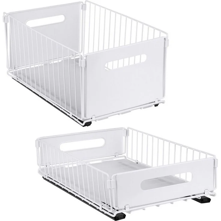 JEOBEST Küchenorganizer-Set Küchenregal Regal mit 2 Korb Auszügen, Schrank Organizer, (2-tlg), Hochwertiger Karbonstahl, Kein Bohren erforderlich – Bild 4