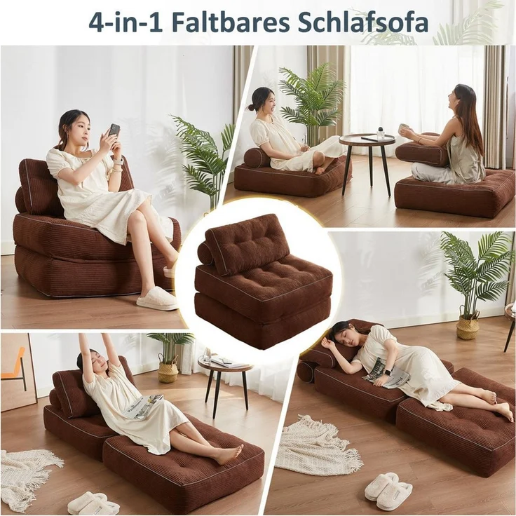 LITBIRD Schlafsofa faltbar, 4-in-1 Multifunktionssofa, Sitzsack-Sofa, Relaxsessel, 1 Teile, Spielsofa & Gästebett für kleine Räume – Bild 4