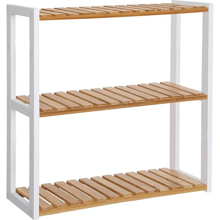 Songmics Badregal Badezimmerregal, mit 3 verstellbaren Ablagen, Wandmontage