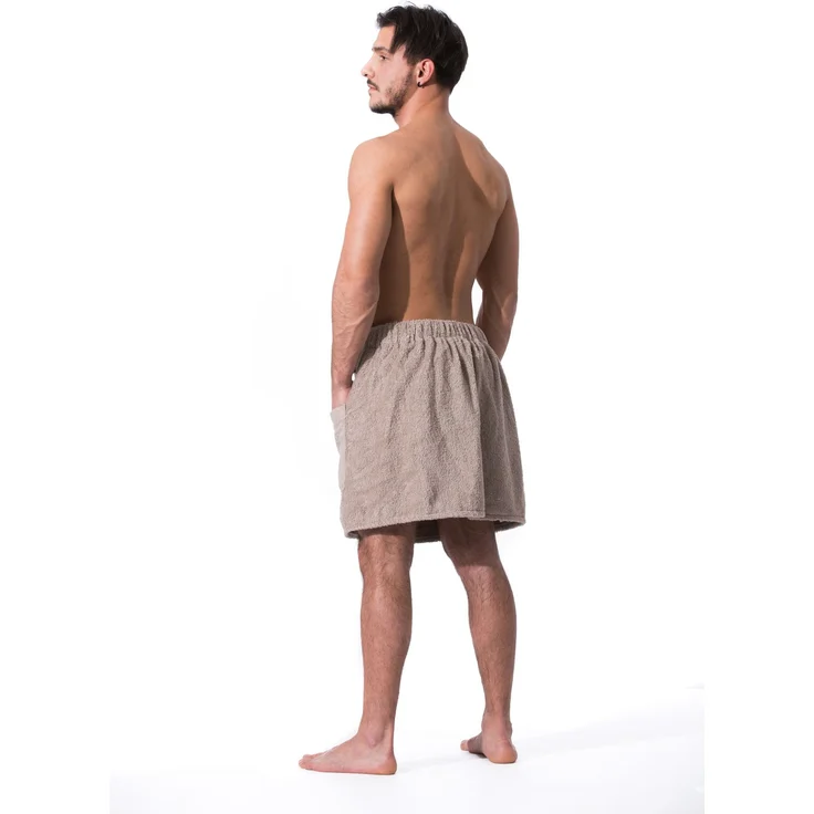 ZOLLNER Herren Saunakilt Frottee, beige, 100% Baumwolle, L/XL – Bild 2