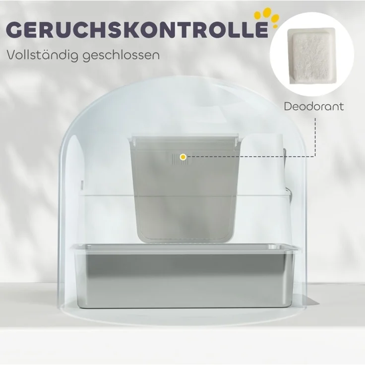Katzentoilette aus Edelstahl mit Dual-Einstieg, 60,2x40,2x44,5 cm, Hellgrau – Bild 5