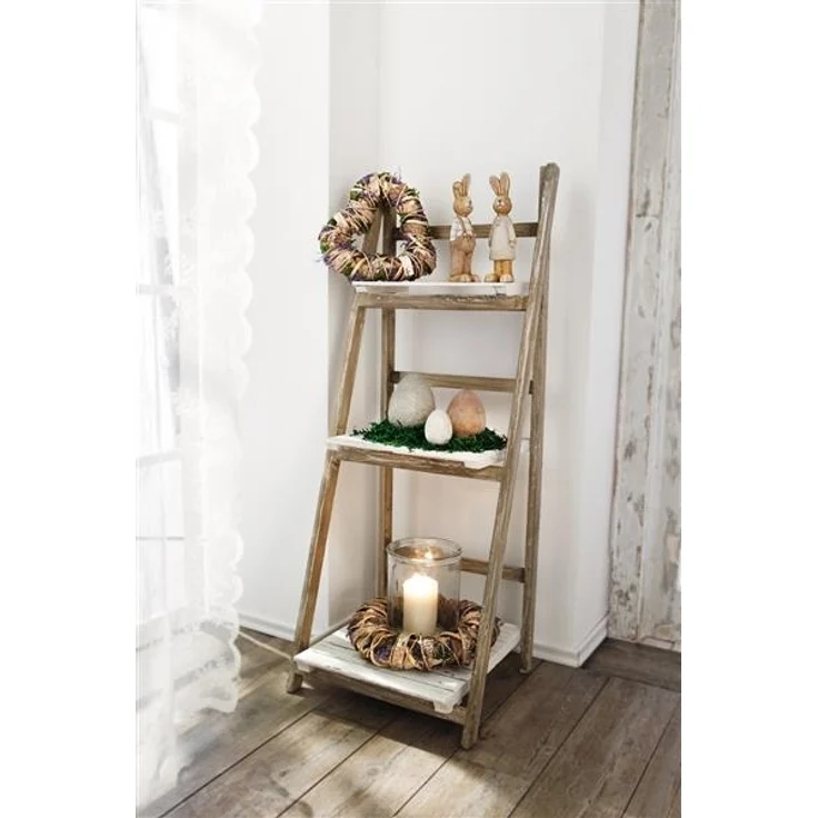 Klappregal aus Holz, weiß / braun, Shabby Chic, 3 Böden – Bild 3