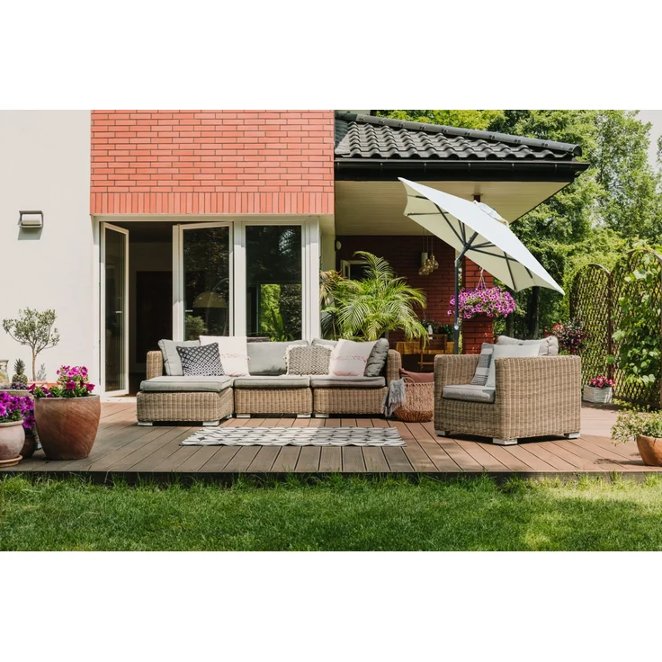 Primaster Balkonschirm Florenz UV-Schutz 80 Neigefunktion Gartenschirm Alu beige – Bild 5