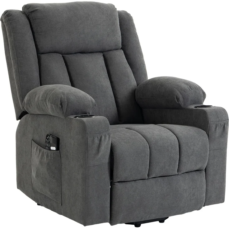 MELAYR, Dual-Motor Relaxsessel mit elektrischer Aufstehhilfe, 94 x 90 x 110 cm, Dunkelgrau – Bild 2