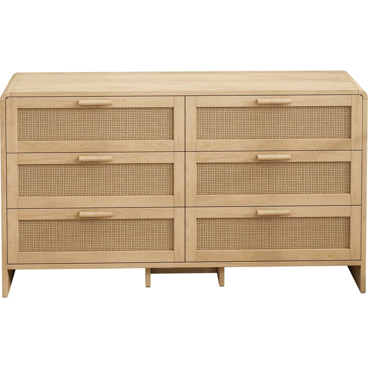 Kommode Kleiderschrank Rattan 6 Schubladen Natur Arc Shaped Corner Aufbewahrung Sideboard Dressingtable – Bild 4