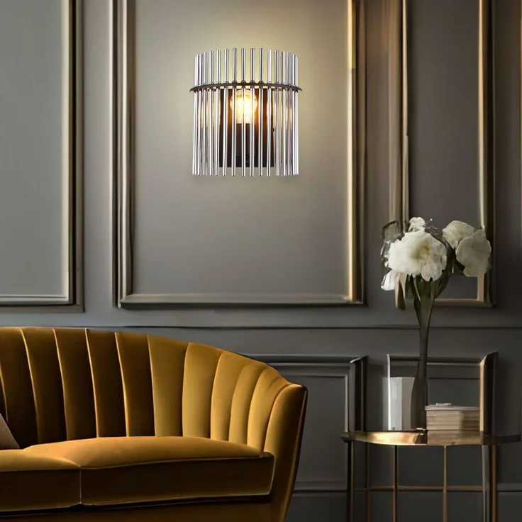 Wandleuchte, Metall, Glas, rauchfarben – Bild 4