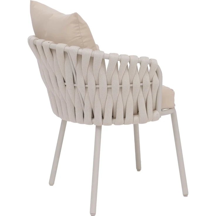 2er-Set Aluminium-Esszimmerstuhl HWC-P89, Indoor Stuhl Armlehne, Stoff/Textil (180 g/m²) Seilgeflecht Rope ~ creme – Bild 7
