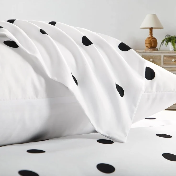 Bettwäsche Set 200x200 Weiß Polka Dot Muster Mikrofaser - 3 teilig – Bild 7