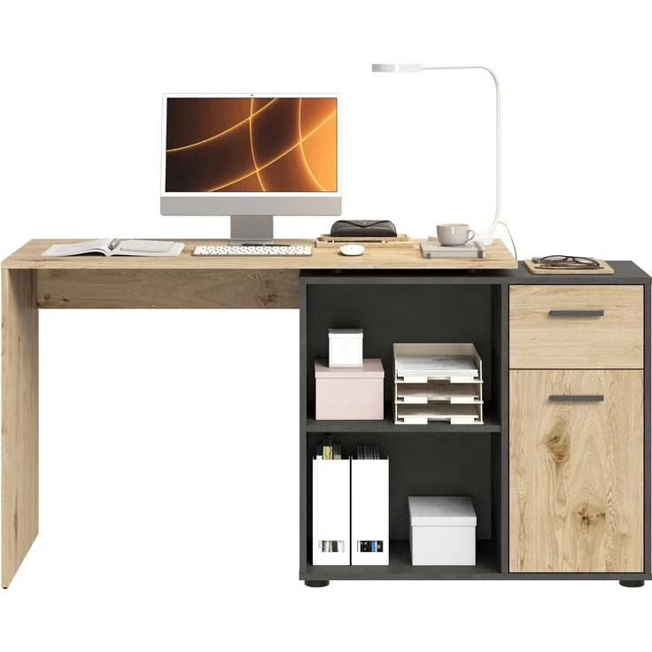 Schreibtisch >ALBRECHT 1< in Viking Eiche - Matera - 83x74x117cm (BxHxT) – Bild 2