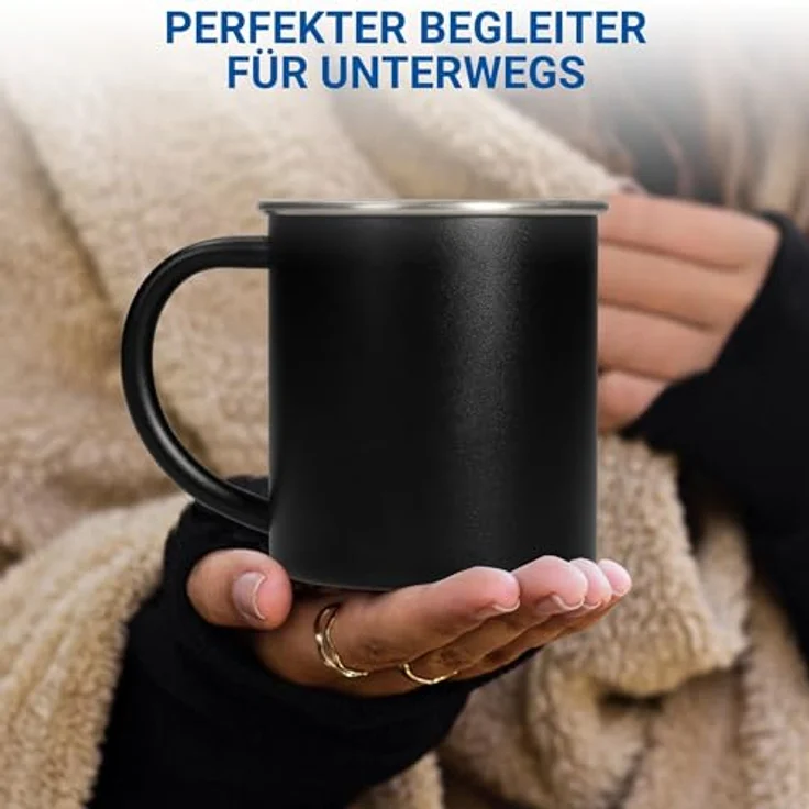 elasto Becher ADVENTURA Outdoor Trinkbecher aus Edelstahl 340ml BPA-frei, Kaffeebecher, Teetasse, camping Zubehör, Becher mit Henkel, robust – Bild 5