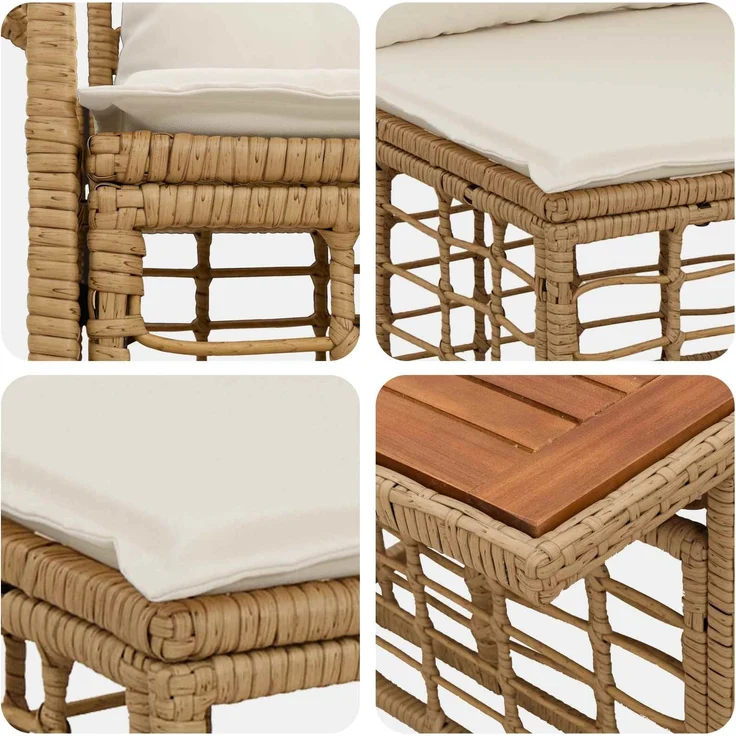 vidaXL Gartensofa-set 5 stk. Natürlich und Cremweiß Poly-Rattan 3437972 – Bild 8