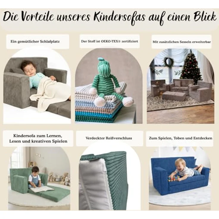 FORTISLINE Kindersofa aus Schaumstoff mit abnehmbarem Bezug Kinderzimmer – Bild 9
