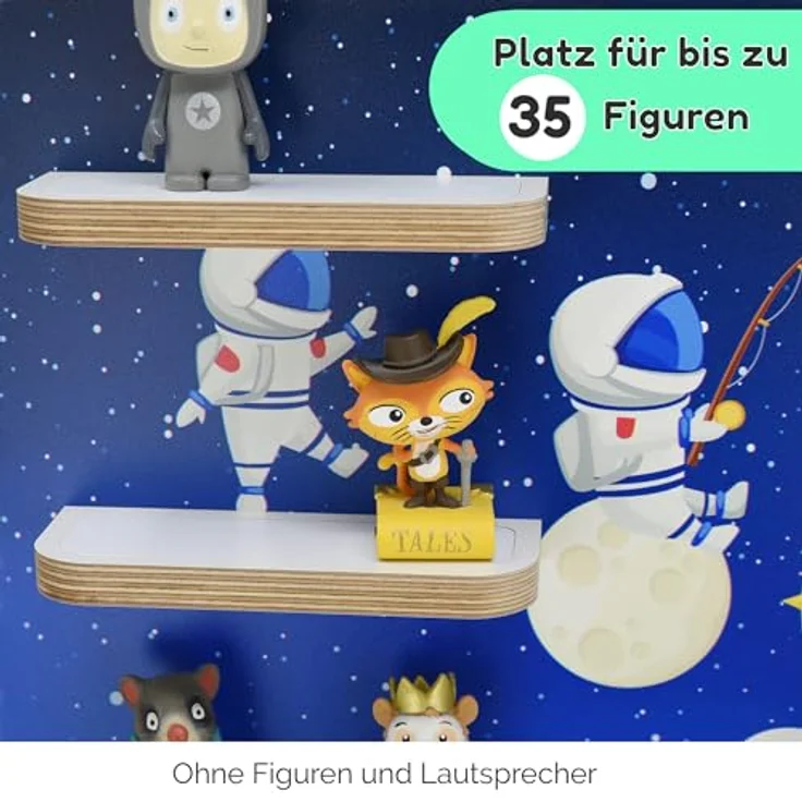stadtecken Holzregal für Musikbox I Passend für die Toniebox und ca. 35 Tonies I Perfekte Aufbewahrung im Kinderzimmer I zum Aufstellen oder Aufhängen (Kosmos) – Bild 5