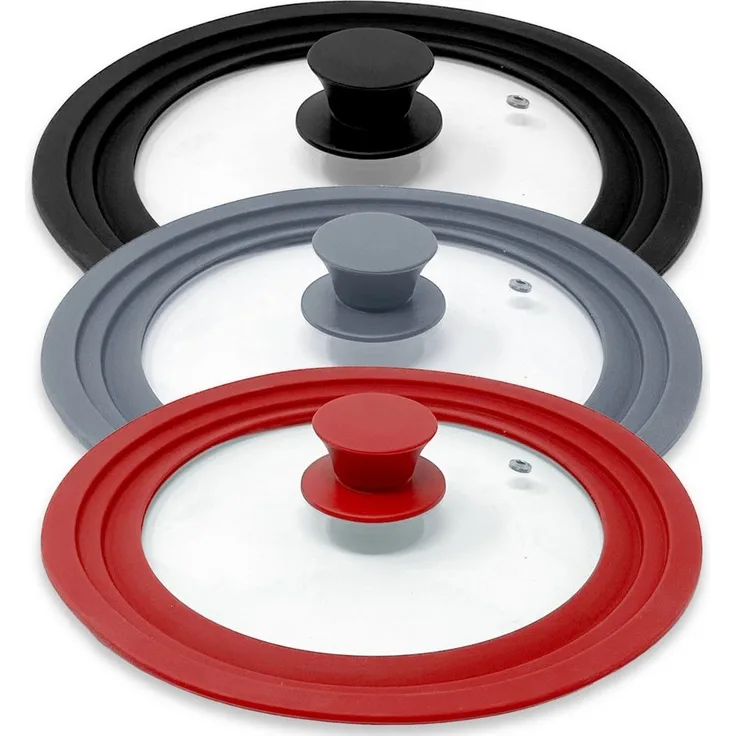 mixed24 Pfannendeckel 1x Silikon Topfdeckel Universalgröße mit Silikongriff 26-28-30cm