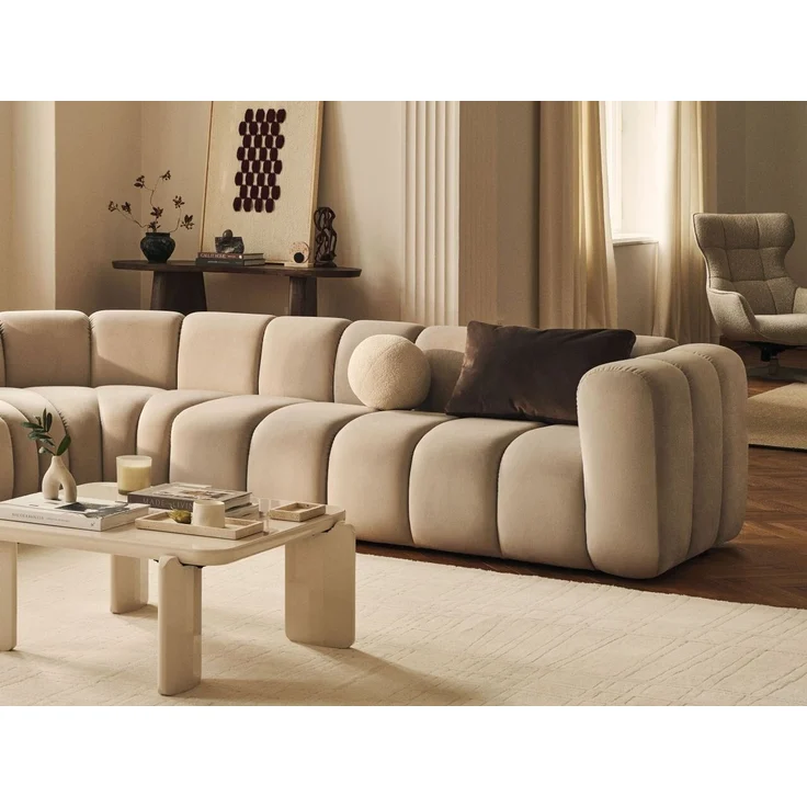 Micadoni symmetrisches Ecksofa Lupine 5-Sitzer Samt Venus Hellgrau – Bild 2