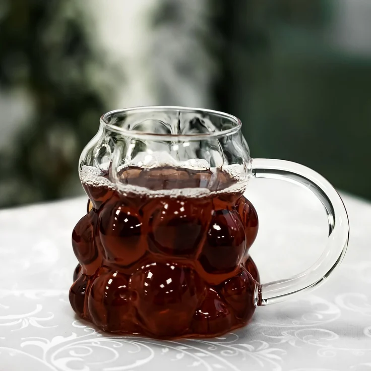 12er Bubble Gläser-Set mit Henkel, Hitzebeständig aus Borosilikatglas - 350 ml – Bild 2