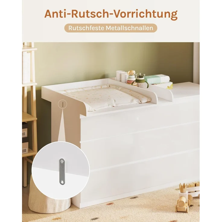Woltu Wickelkommode, Wickelaufsatz Wickelauflage mit Trennfach Weiß – Bild 5