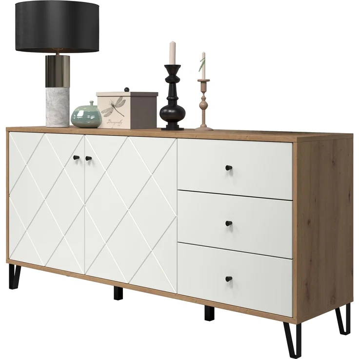 Trendteam 'Touch' Sideboard mit Soft-Close, Eiche Artisan weiß matt, 183 x 76 x 40 cm – Bild 2