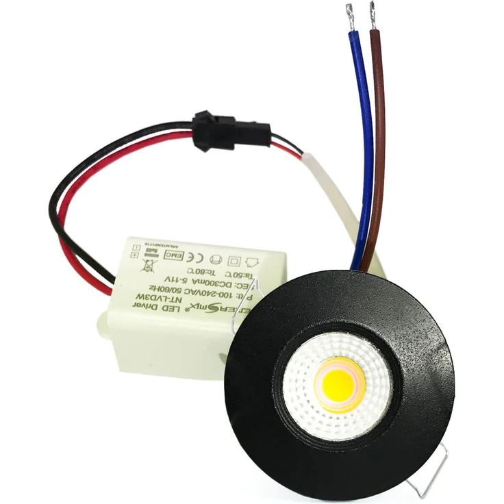 3W Mini LED Einbaustrahler Einbauleuchte klein einbau strahler Spot inkl. Trafo mit Schwarzen Rahme Blau Licht – Bild 4