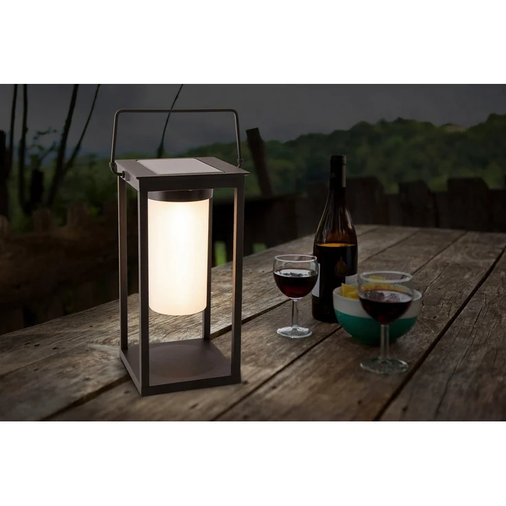 näve LED Solarleuchte Camping, USB-Ladefunktion, mehrere Helligkeitsstufen, LED fest integriert, Warmweiß, mit Henkel, 2 Helligkeitsstufen per Touch, USB Ladeanschluss, schwarz – Bild 3