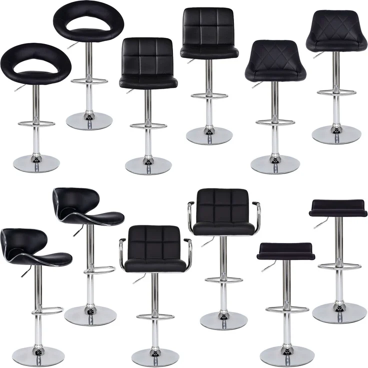 dibea Barhocker 2er Set, Bequemer Drehhocker mit PU-Leder, verchromtem Gestell & Höhenverstellung, Modell 4 – Bild 7