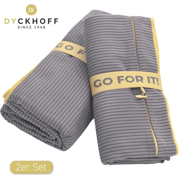 Dyckhoff Handtuch Mikrofaser Sporttuch Struktur, Microfaser (2-St), Mit Überstülpkapuze, Schnelltrocknend, Leicht, Reißverschlusstasche – Bild 1