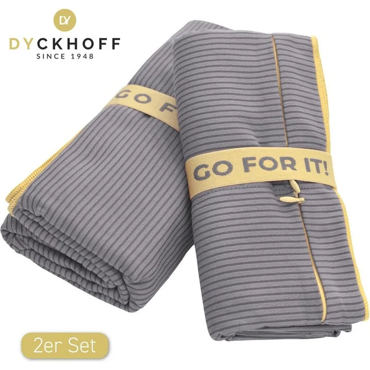 Dyckhoff Handtuch Mikrofaser Sporttuch Struktur, Microfaser (2-St), Mit Überstülpkapuze, Schnelltrocknend, Leicht, Reißverschlusstasche
