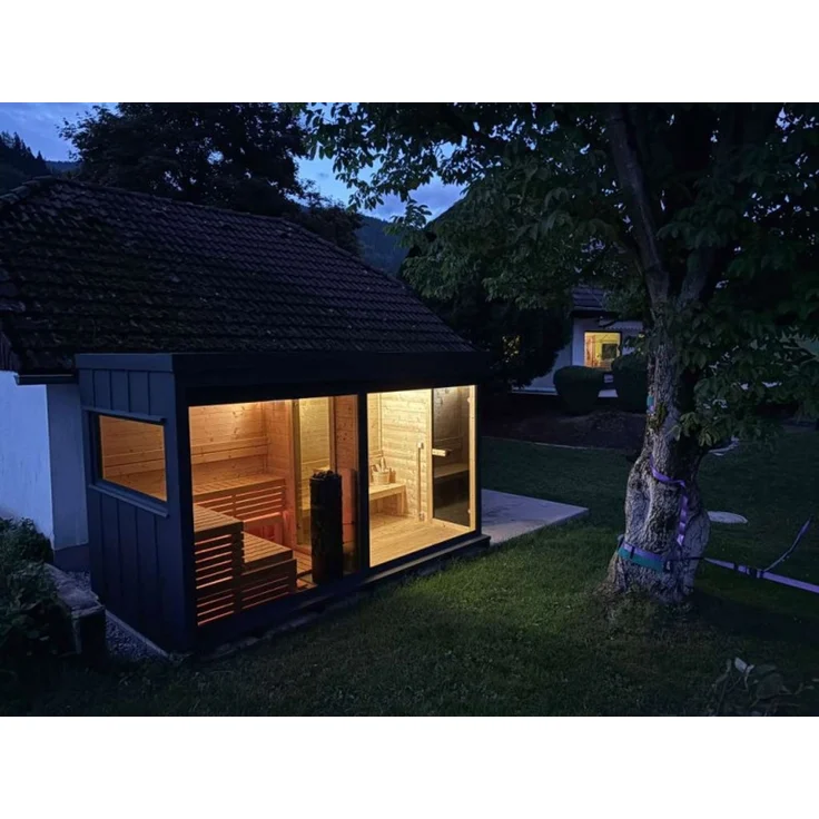 GardenAndPools Garten Sauna Rombek, hochwertige Skelettbauweise, Platz für ca. 4–6 Personen (sitzend) oder 2 Personen (liegend), 400 × 200 × 215 cm – Bild 3