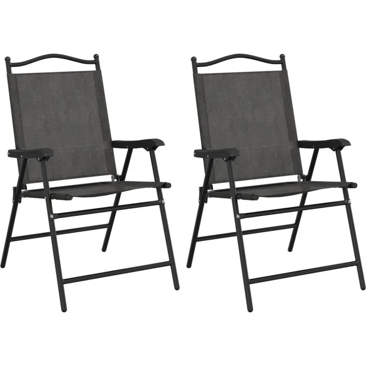 vidaXL Klappbare Gartenstühle 2 Stk. Graumeliert Stahl und Textilene 360197