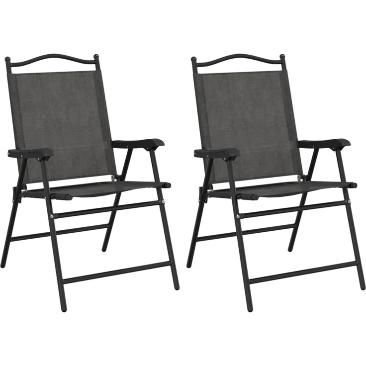 vidaXL Klappbare Gartenstühle 2 Stk. Graumeliert Stahl und Textilene 360197 – Bild 1