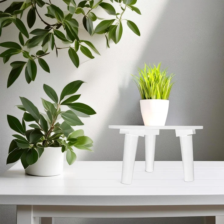 Spetebo Blumenhocker aus Holz rund 25 cm Holz Pflanzenhocker mit 3 Füßen (Artikel, 1 St, Stück), stabiler Stand auf 3 Füßen – Bild 5