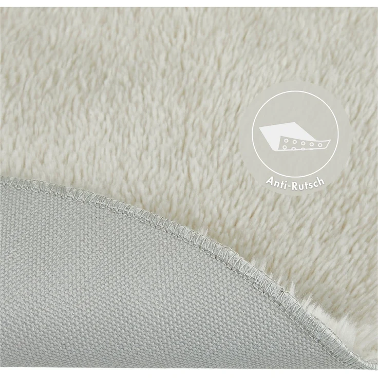 andiamo Badematte rutschfest Florida - Badezimmerteppich weich und flauschig - Badteppich rutschfest waschbar Duschvorleger Badvorleger für Badezimmer 60 cm rund beige – Bild 2