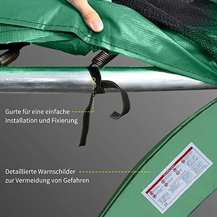 HOMCOM Trampolinrandabdeckung B3-0053, Wetterschutznetz, Durchmesser 244 cm, grün, 15 mm dicke EPE-Polsterung, witterungsbeständig – Bild 5