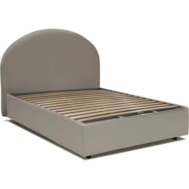 Talamo Italia - Colomba Doppelbett, Bettkasten mit Kunstlederbezug, 100 % Made in Italy, Öffnung vorne, inklusive Matratze 120 x 190 cm, taubengrau – Bild 4