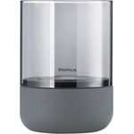 Blomus Windlicht Calma, Kerzenständer, Kerzenhalter, Beton, Glas farbig, Steel Gray, Smoke, 14 cm, 66189
