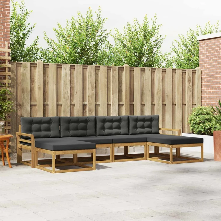 vidaXL Outdoor-Sofagarnitur 6 stk. Weiß und Anthrazit 3386831 – Bild 1