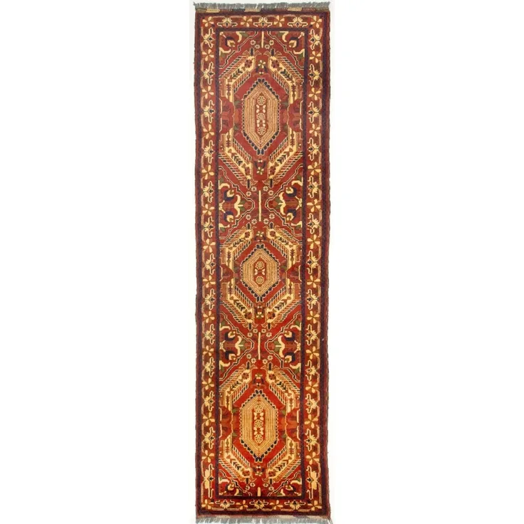 Morgenland Läufer Afghan - Hatschlu - 307 x 83 cm - rot