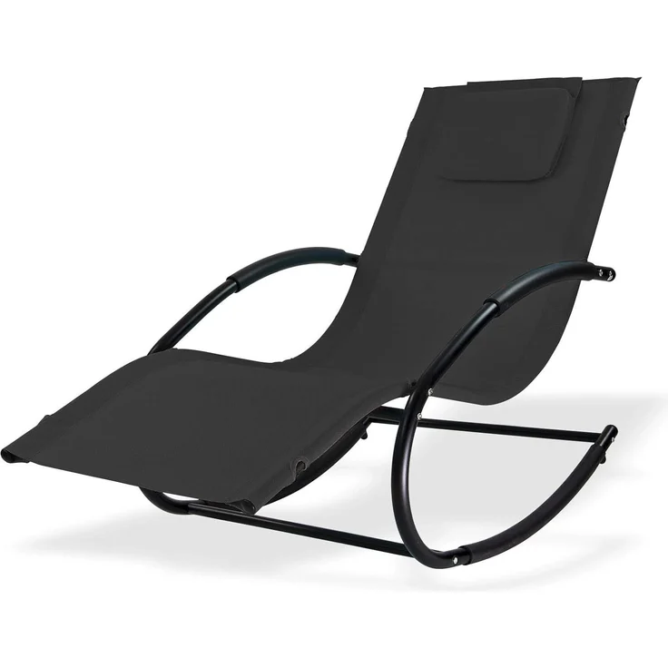 DEMA Relaxliege Sonnenliege Gartenliege Liegestuhl Schaukelliege Swing Anthrazit – Bild 1