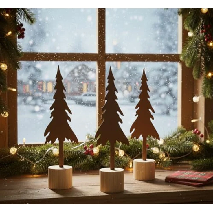 LB H&F Lilienburg Gartenstecker 3er SET Deko Weihnachten Rost Tannenbaum Rostdeko Garten aussen Winter Dekostecker Blumenkasten Stecker Kübel Advent Metall Herbst – Bild 7