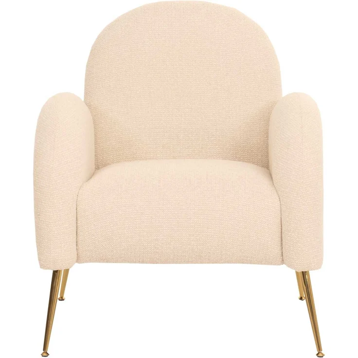 Lounge-Sessel HWC-N69, Cocktailsessel Sessel, Retro Nosagfederung Stoff/Textil Chenille ~ creme-weiß – Bild 7